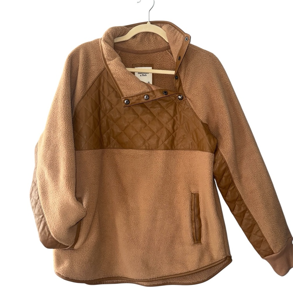 Abercrombie & Fitch Quilted Asymmetrical Snap-Up Fleece Sweatshirt